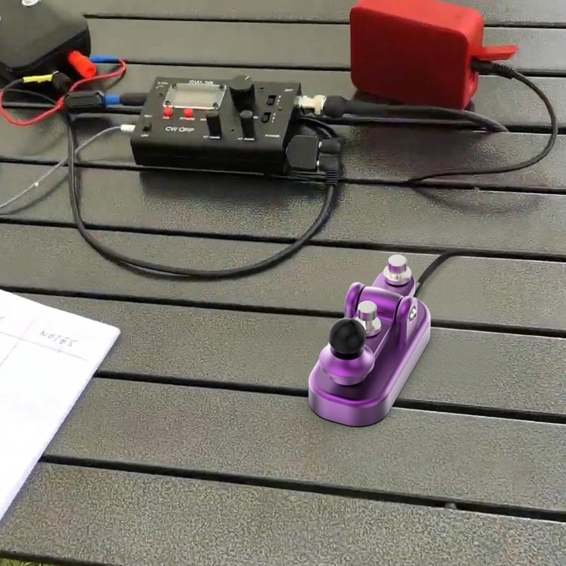 Putikeeg Mini Morse Radio Key CW HAM Send Telegram Double Paddle Morse Code Key with Aluminum Alloy Body Base (Purple) - Image 4